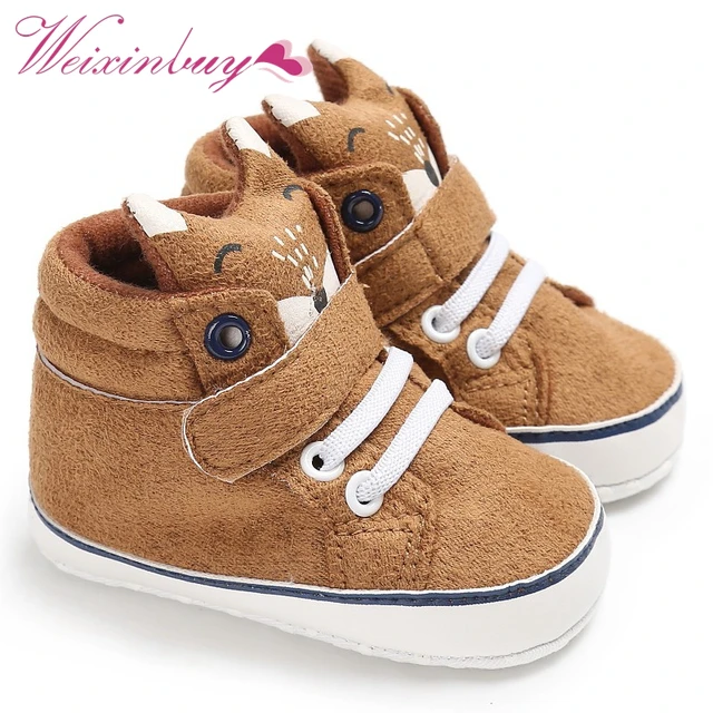 US $3.13 1 Pair Autumn Baby Shoes Kid Boy Girl Fox Head Lace Cotton Cloth First Walker Anti-slip Soft Sole T