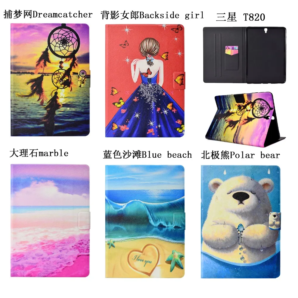 

smart wake up leather Cases for Samsung GALAXY Tab A T820 Tablet Stand Wallet Flip Cover Painted shockproof 9.7 inch TPU soft