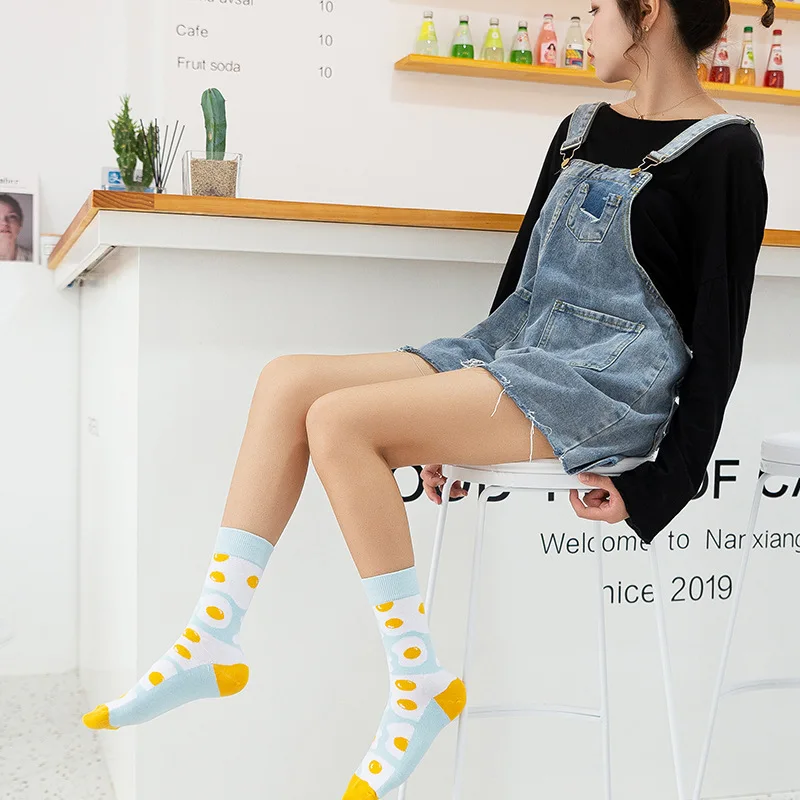 [EIOISAPRA] носки для пар креативные повседневные причудливые стильные женские носки Harajuku морковь яйцо неправильный узор счастливые носки
