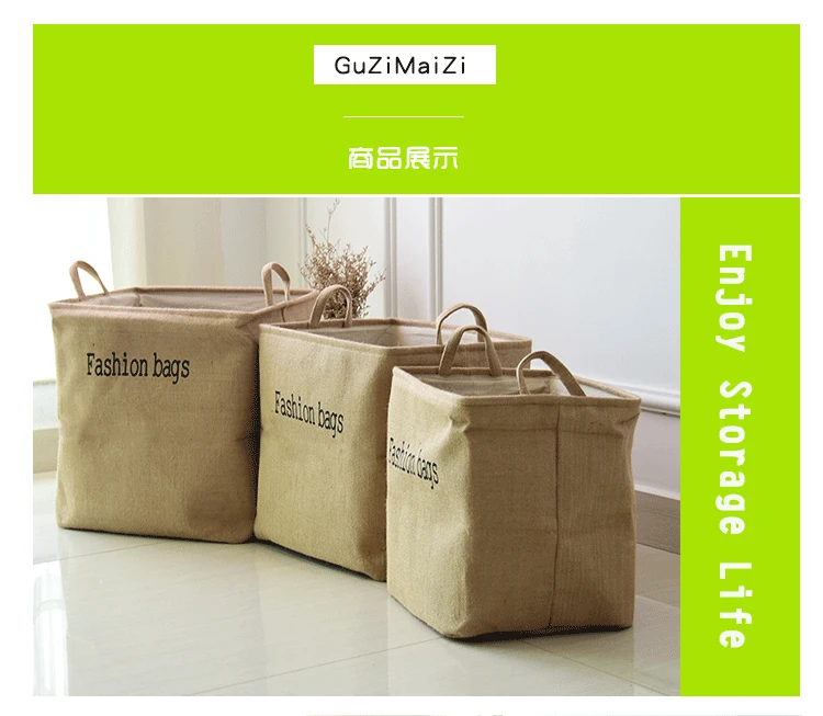 2019 Zakka Стиль коробка для хранения джут с хлопковой подкладкой корзина Мини рабочего сумка висит сумки 3 пачки