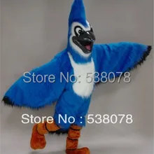 Длинные волосы синий Джей костюм талисмана с шлемом взрослый размер птицы Маскотте наряд костюм вечеринка, косплей маскарадные костюмы SW554