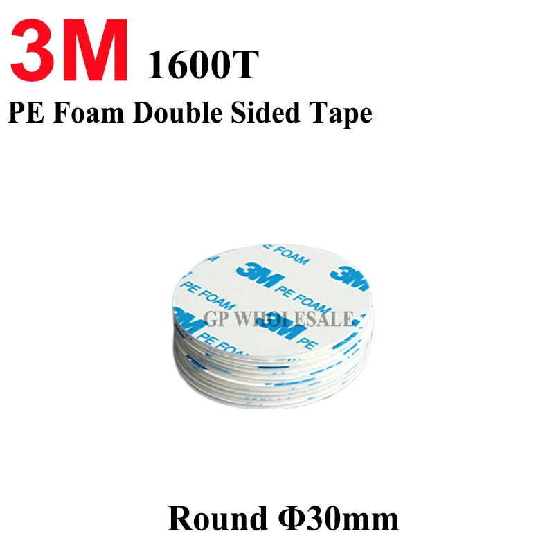 

5pcs 3M 1600T White Double Sided Adhesive PE Foam Tape 1.1mm x 30mm Round