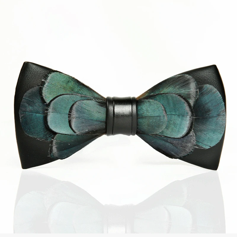 

Top quality bow tie creative feather mens ties butterfly blue Bowtie for groom Groomsmen necktie wedding men tie accessories