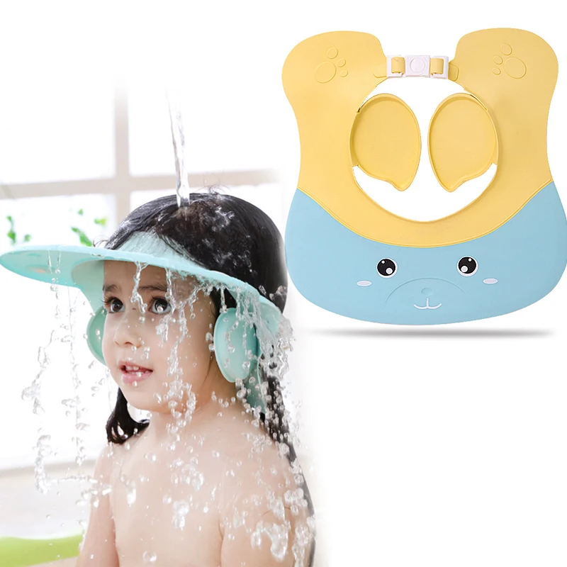 AdjustableBabyShowerCapShampooBathWashHairShieldHatProtect