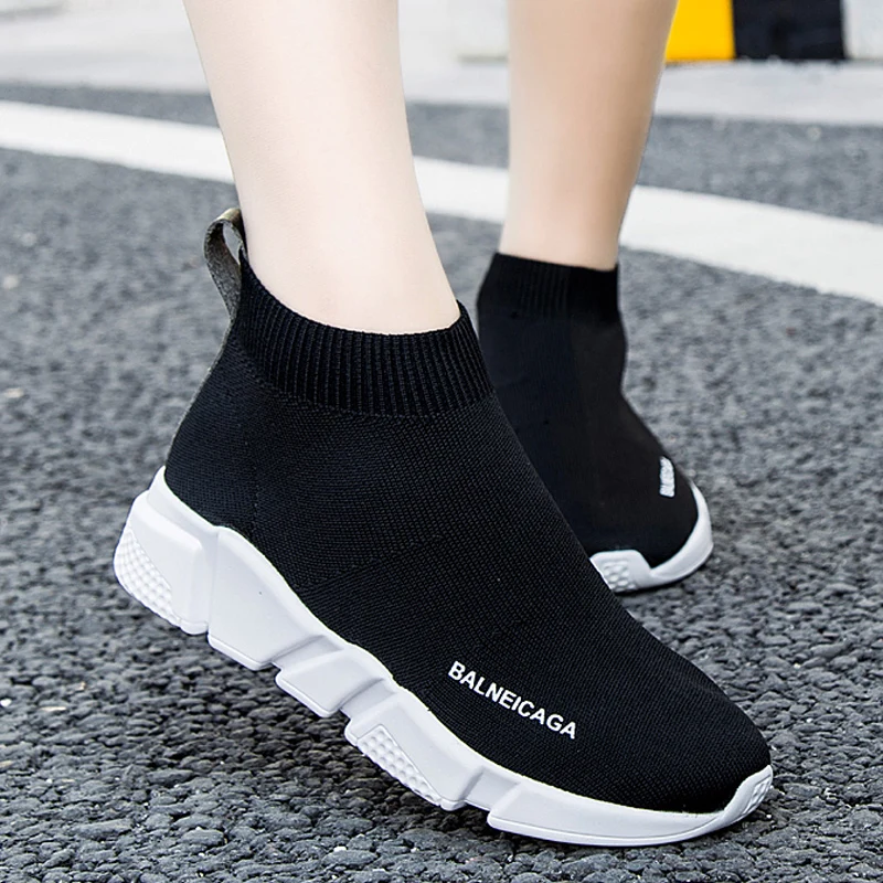 

Women Casual Shoes BALNEICAGA Slip on Socks Shoes Couples Breathable Walking shoes Comfortable zapatos mujer High-Top Sneakers