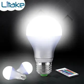 

Litake 5W E27 RGB LED Bulbs A60 Dimmable Color Changing Bulb 160 degree Beam Angle 16 Colors Remote Controller