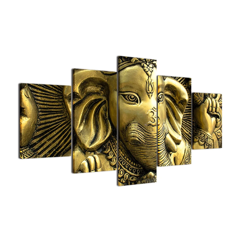 Canvas-Wall-Art-Pictures-Home-Decor-Living-Room-HD-Printed-5-Piece-India-Elephant-Head-God (5)