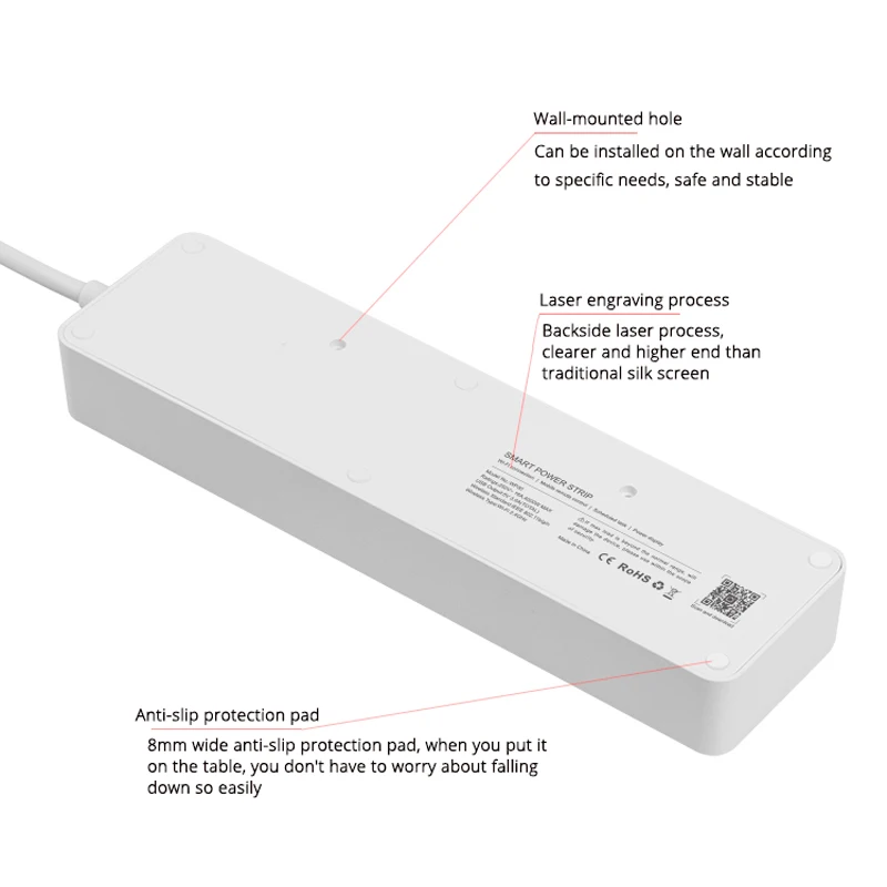 Умная Wi-Fi силовая лента с европейской вилкой 2USB 1,8 м удлинитель сетевой фильтр таймер стабилизатор напряжения поддержка Alexa Google IFTTT