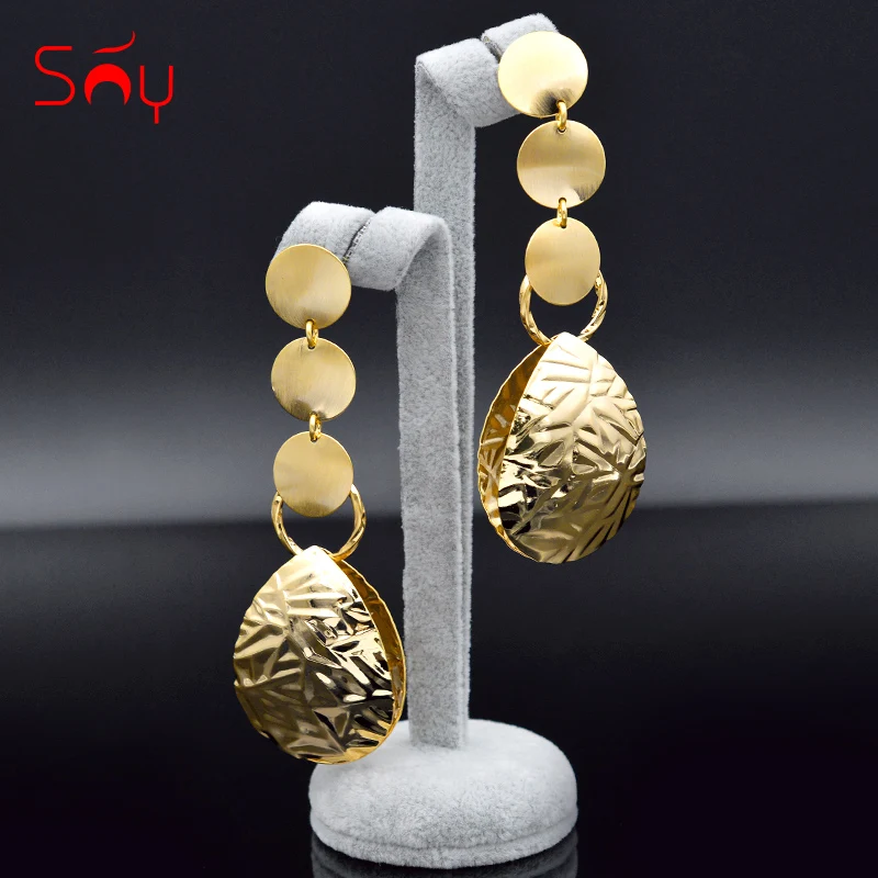 

Sunny Jewelry Hot Selling Big Round Earrings For Women Long Drop Dangle Earrings Dubai Fashion Earrings For Party Anniversary