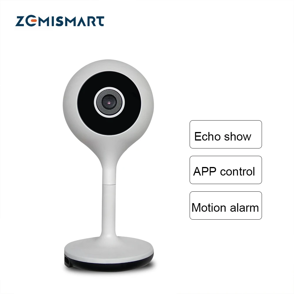 

Zemismart wifi cctv Work with Alexa Echo Show APP Control 1080P Support Two-way Audio SD Card Night View Motion Monitor
