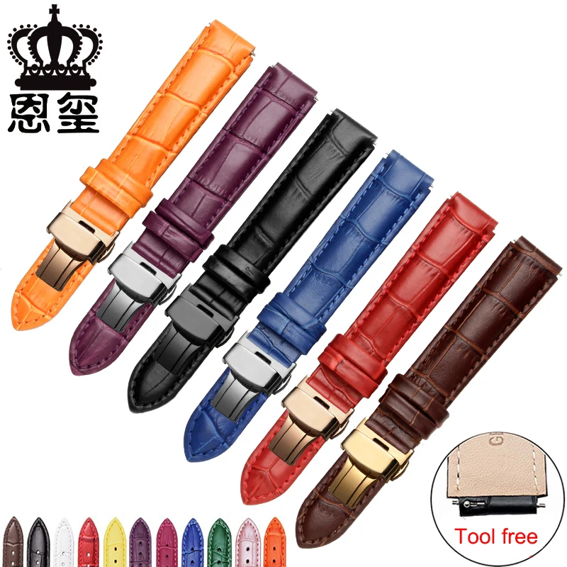 

Quality genuine leather wristband color bracelet deployment buckle fit Huawei B2/B3/B5 mens female strap Smart watch accessories
