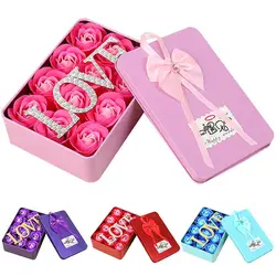 День Святого Валентина художественно оформленное Мыло Цветы Подарочная коробка любовь 12 Роза в форме сердца романтическая коробка
