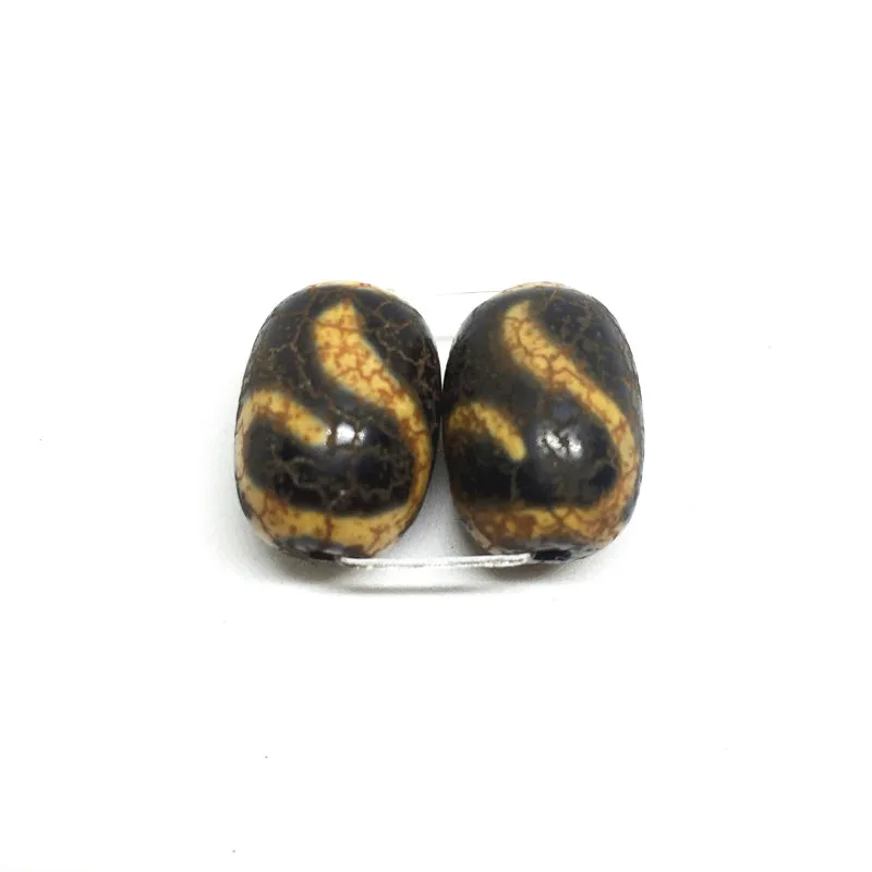 

2pcs/lots Ruyi Patterns Natural Dzi Bead diy Beads for Bracelet necklace Jewelry making Oval Sold By Lot Free Shipping