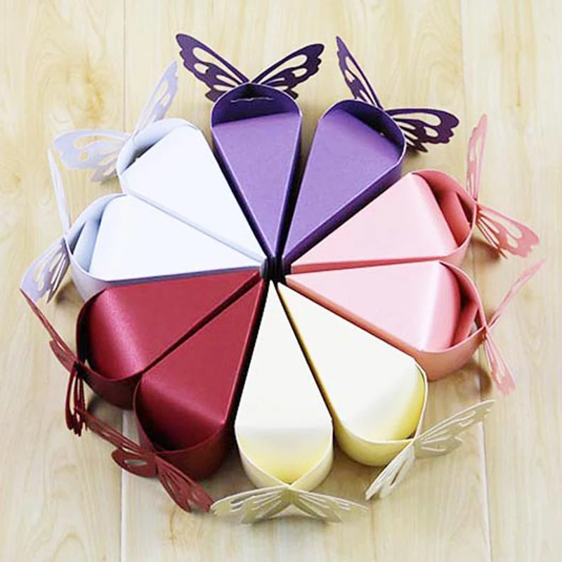 

2018 New 100PCS/lot European Candy Box Creative Butterfly Pearlescent Romantic Wedding Happy Party Sweet Cake Gift Box 6 Colors