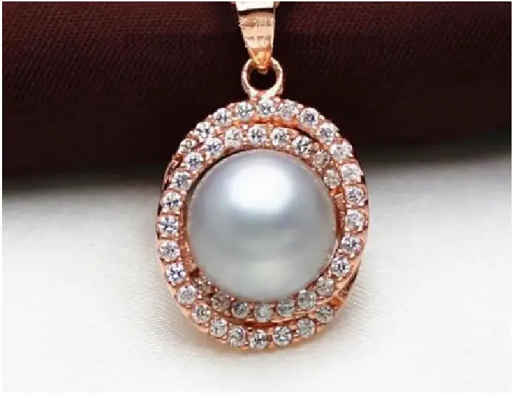 

Free shipping@@@@@ AAA 10- 11MM SOUTH SEA GENUINE GRAY PEARL PENDANT NECKLACE a