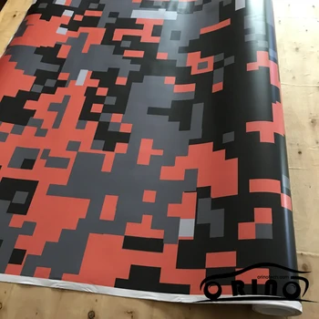 

ORINO Digital CAR Wraps Orange Black Camouflage Vinyl Film With Air Free Bubble Vehicle Truck Motorbike Sticker Wrapping Decal