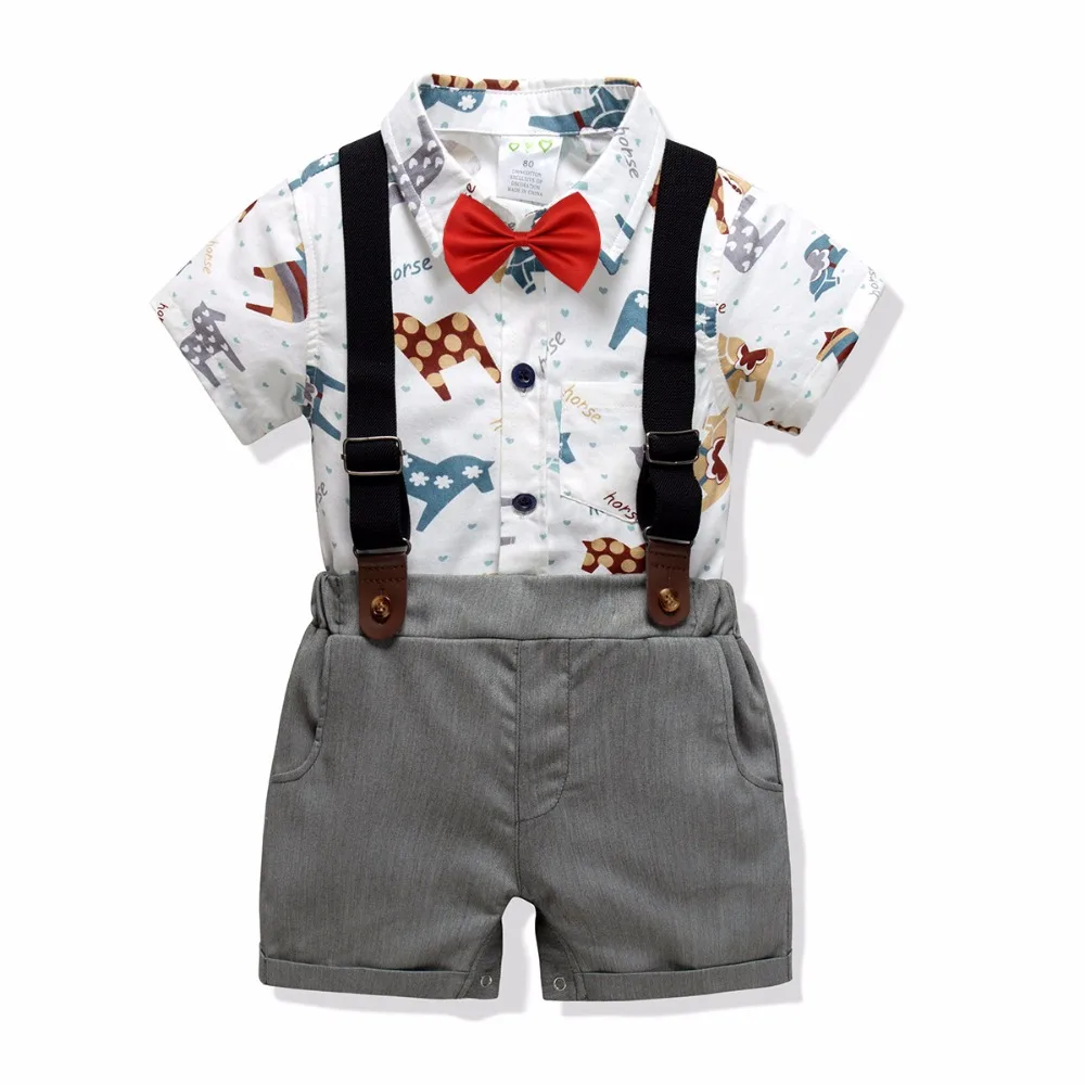 

Summer Short Sleeve Shirts+Shorts Boy Formal Suit Boys Clothes For Weddings KS-1914