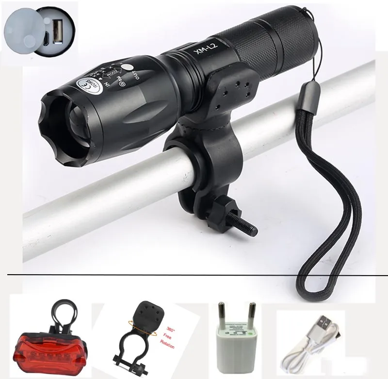 

USB Flashlight 8000 Lumens LED CREE XM-T6 L2 front Torch Bicycle Light cycling lamp USB Charger 5 Mode Bike Lamp Waterproof led