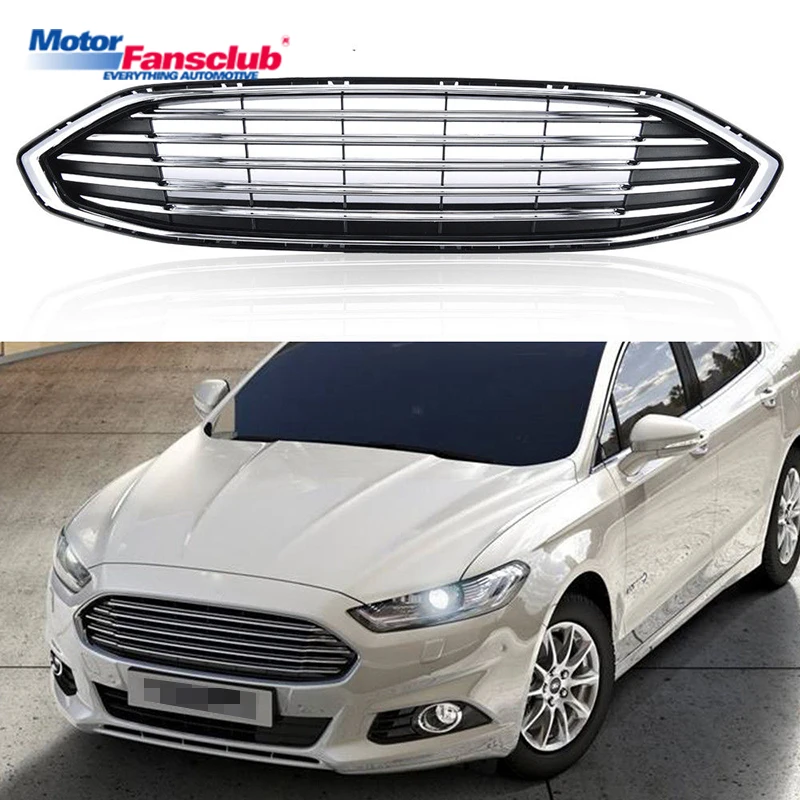 

1Pcs Car Racing Grille For Ford Mondeo Fusion Grill 2016-2017 ABS Black Chrome Radiator Trim Front Bumper Modify Hood Covers