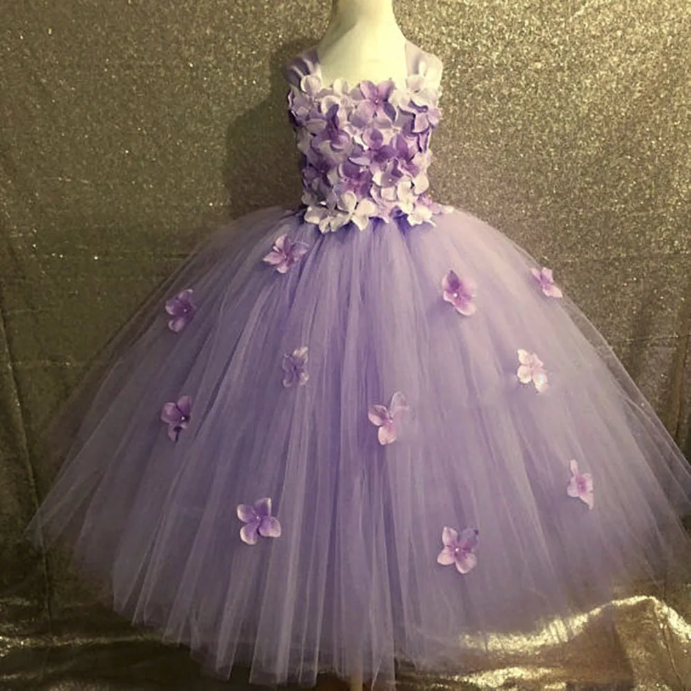 Hydrangea Flower Tutu Dress for Girls Elegant Baby Girl Dress Flowers Girls Ankle Length Wedding Birthday Party Dress Ball Gown (2)