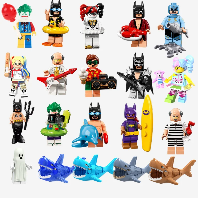 

Batman Legoings Super heroes Pool Party What is The Ghost Shark Figures Bricks Toys For Childre Compatible swimsuit Superheroes