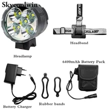 6400 мАч 18650 Батарея пакет 5T6 Велосипедные фары 6000 люмен 5xcree xm-l T6 LED горный велосипед свет фар с Зарядное устройство или повязка на голову