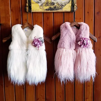 

Hot New Baby Girl Fake Fur Flower Vest Coat Kids Girls Winter Fashion Princess Coats Jackets Clothes