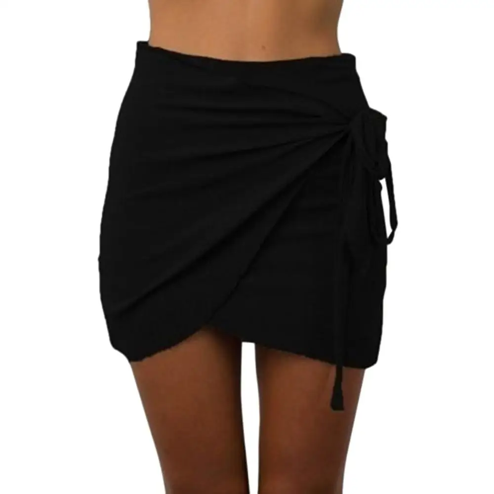 

2019 Hot Summer Women Skirt Fashion Casual Solid Color Skirt High Waist Short Beach Mini Skirt Black Red Green Sexy Skirt AD