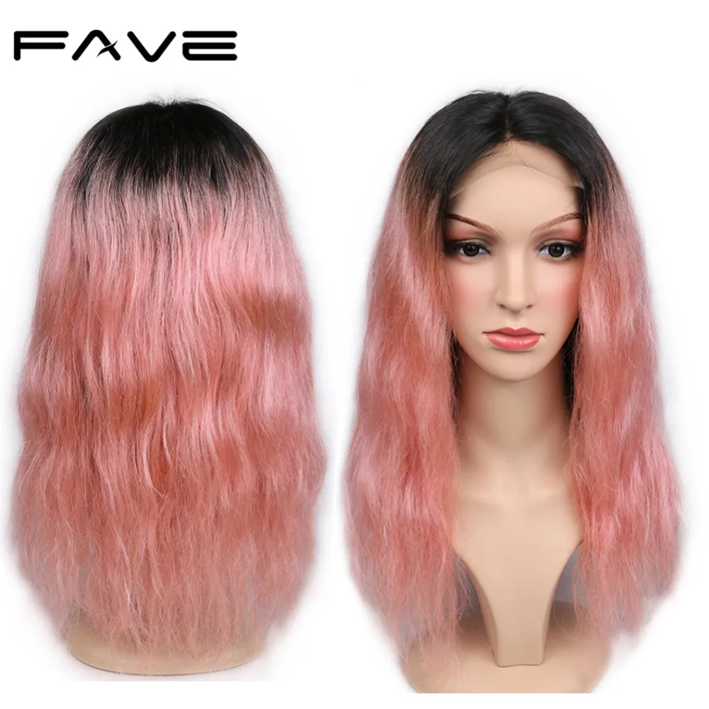 FAVE 4*4 синтетические волосы на шнурках Омбре парики бразильские волосы Remy Естественные волнистые человеческие волосы парик 150% плотность натуральные волосы 1B/розовый парик шнурка