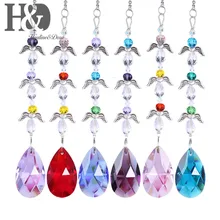 H& D Angel Хрустальная подвесная люстра 38 мм многоцветные фэн-шуй граненые декоративные кристаллы сетка призма, упаковка из 6