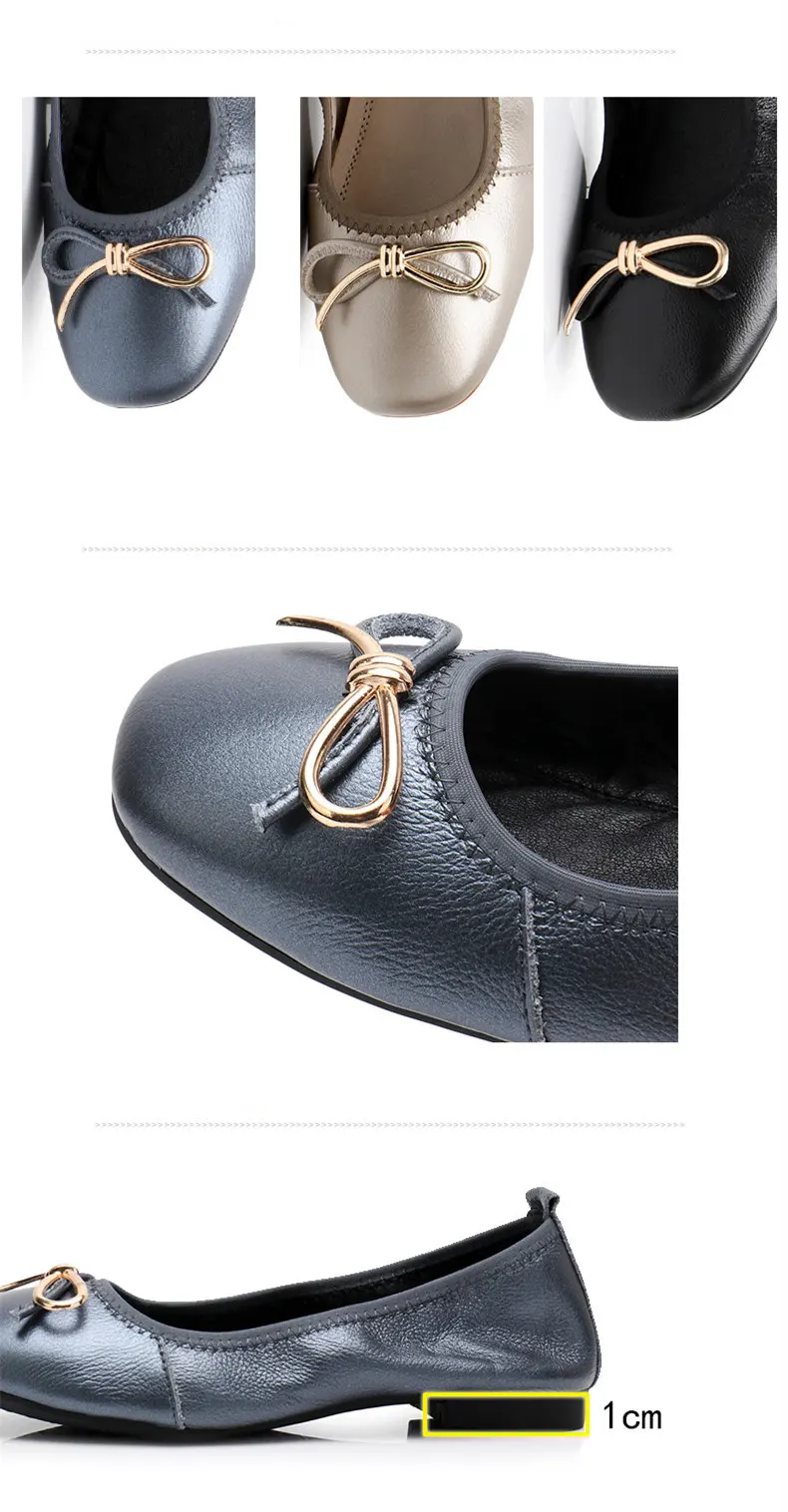 Women's Handmade Shoes Genuine Leather Ballet Flat Slip On Mother Shoes Woman Loafers Soft Single Casual Moccasins Women Shoes (2)