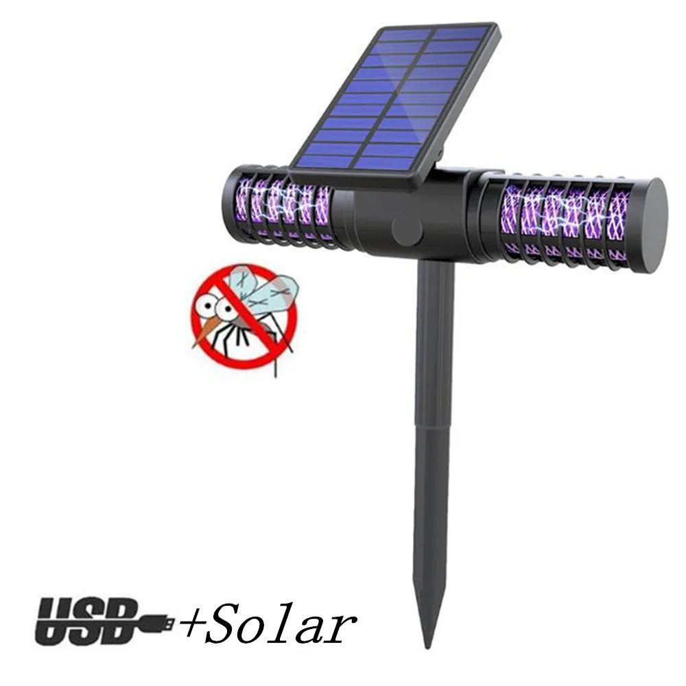 Solar Powered USB Charging Pest Bug Killer Garden Lawn Light UV LED Mosquito Repellent for