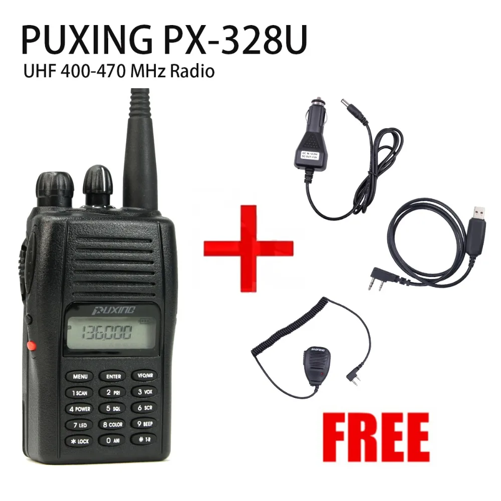 PUXING PX 328 UHF 400 470 МГц радио + USB кабель автомобильный адаптер микрофон|uhf 400-470mhz|speaker