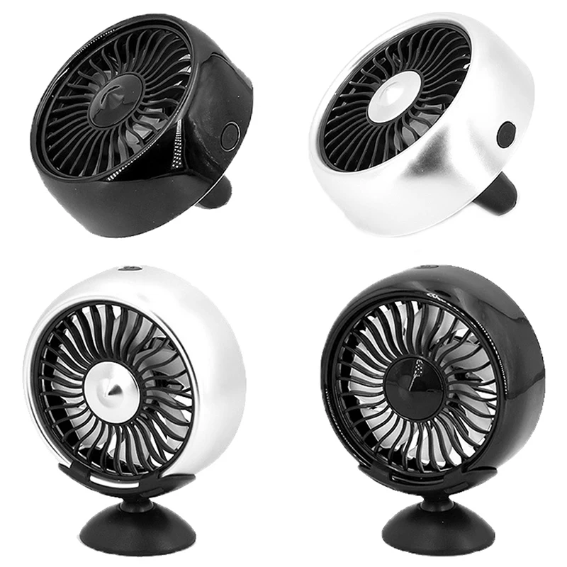 5V Electric Car Fan 360 Degree Rotatable 3 Speed Dual Head Car Auto Cooling Air Circulator Fan For Van SUV RV Boat Auto