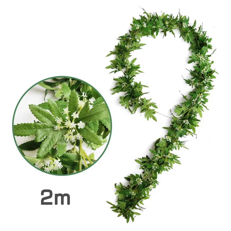 

Decorative 1pc Silk Faux Leaves Artificial Plants Simulations Rattan Fern Leaf Vines Wedding Decoration 2m Vines