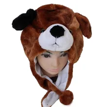 Пушистые плюшевые домашние тапочки с кошечкой из мультфильма Животное Коричневый собачка, собака теплая шапочка искусственная меховая шапка зимняя Для женщин Для Мужчин's Для детей костюм Косплей для мальчиков и девочек