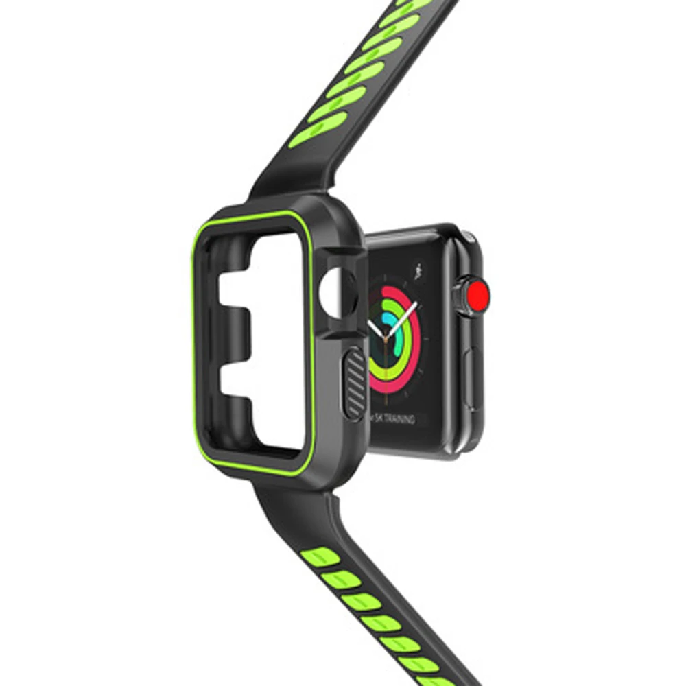 

CRESTED Sport Strap For Apple Watch band 42mm 38mm Iwatch series 3 2 1 Band Silicone TPU PC Case & Bracelet Pulseira wrist band