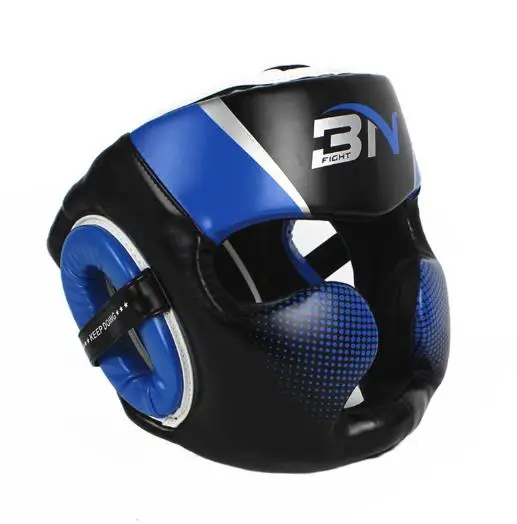 MMA Muay Thai Twins Boxing Headgear Men Women Training Sparring In MMA TKD Fitness Equipment Grant Boxing Helmet Head Protector - Цвет: blue-black