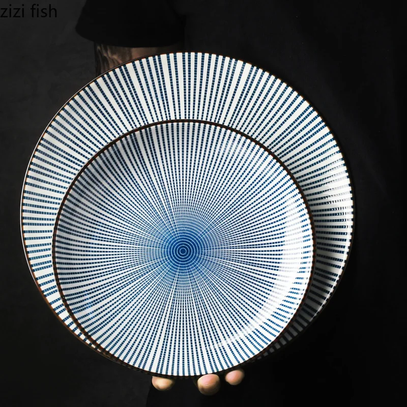 

Round Ceramic Dishes and Fruit Salad Plate Dessert Steak Bread Japanese-style Dish Kitchen Accessories Decorative Tableware