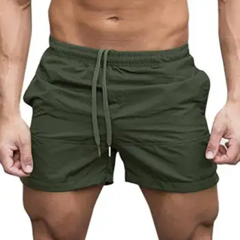 

Men's Beach Short Pants Comfy Breathable Elastic Waist Man shorts Drawstring Shorts for Home Fitness Solid Color bermuda