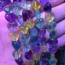 12 мм естественная форма сердца камень флюорит бусы с натуральными драгоценными камнями DIY свободные бусины для ювелирная работа strand 1" оптом