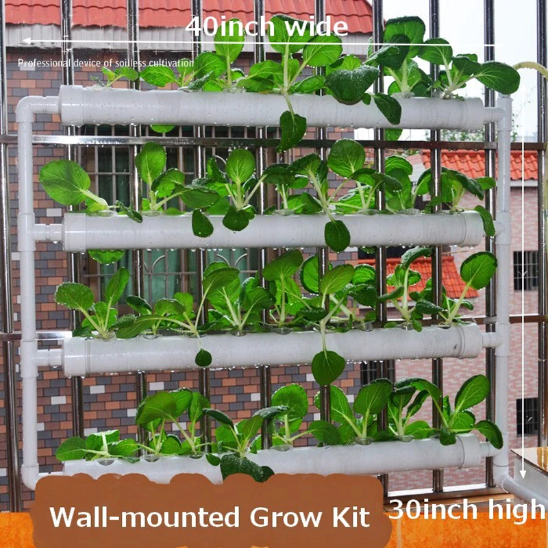 

Wall-mounted Hydroponic Grow Kit 36 Plant Sites 4 Pipes Garden Tool Vegetable