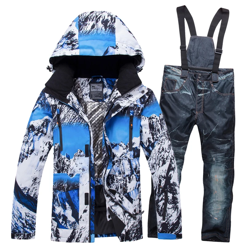 Новинка, зимний лыжный костюм для мужчин, лыжный мужской комплект одежды, уличная теплая водонепроницаемая ветрозащитная куртка для сноуборда, штаны, одежда