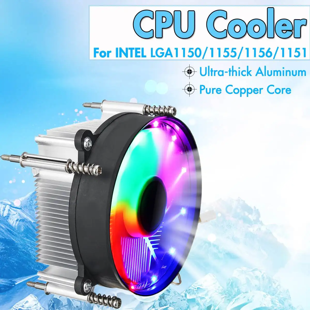 Процессор кулер вентилятор охлаждения для Intel светодиодный тишина 3Pin вентилятор радиатора кулер Поддержка для Intel 115X серии 1150 1155 1156 1151