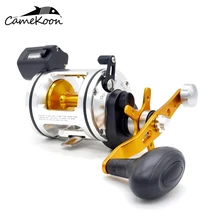 CAMEKOON Рыболовные катушки в соленой воде с линейным счетчиком 5,5: 1 Передаточное отношение уровень барабана ветра большая игра троллинг катушка