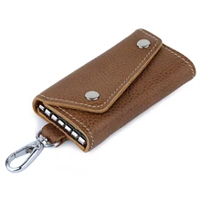 Роскошный черный/коричневый/темно-кофейный цвет из натуральной кожи унисекс ключ бумажник 9 см Новое поступление ключ кошельки для мужчин держатель для карт