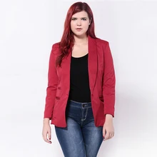 6XL 5XL Blazer Femenino 2016 Mujeres Del Otoño Blazers y Chaquetas moda Negro/Vino Rojo Blazer Señora Plus Size Slim Fit Blazer Mujer