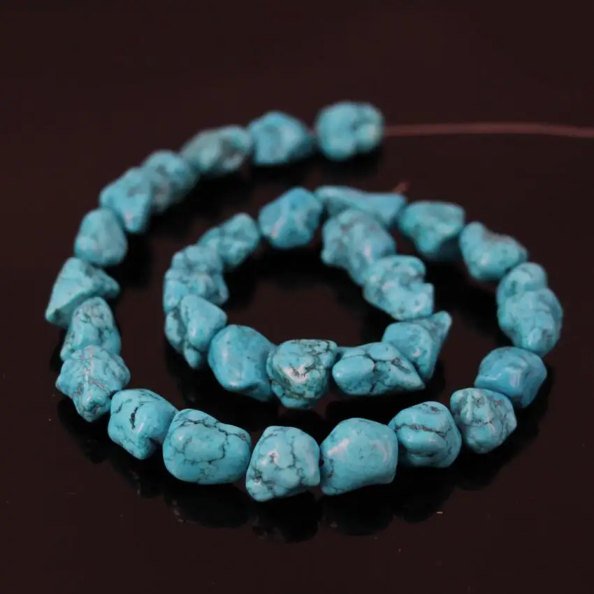 

3 strand Blue Natural Howlite Tur quoise Freeform Nugget Chips Beads,Raw Ore Stone Rough Nugget Beads Jewelry Necklace Making