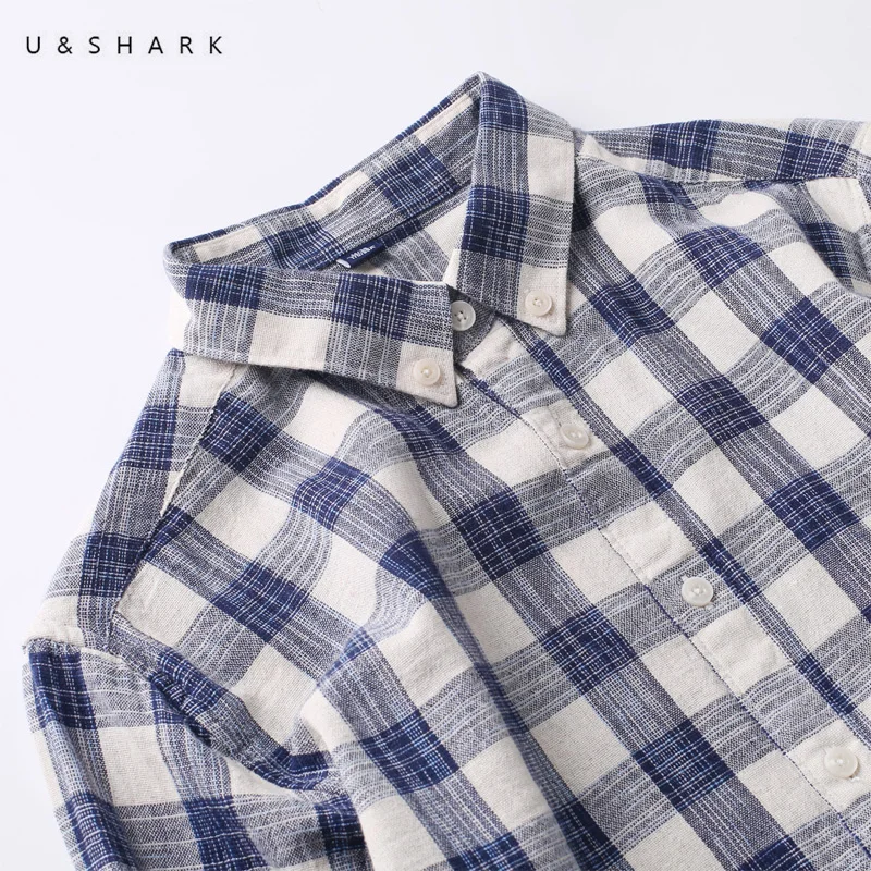 U & SHARK весенне осенняя модная красная клетчатая рубашка Мужская одежда
