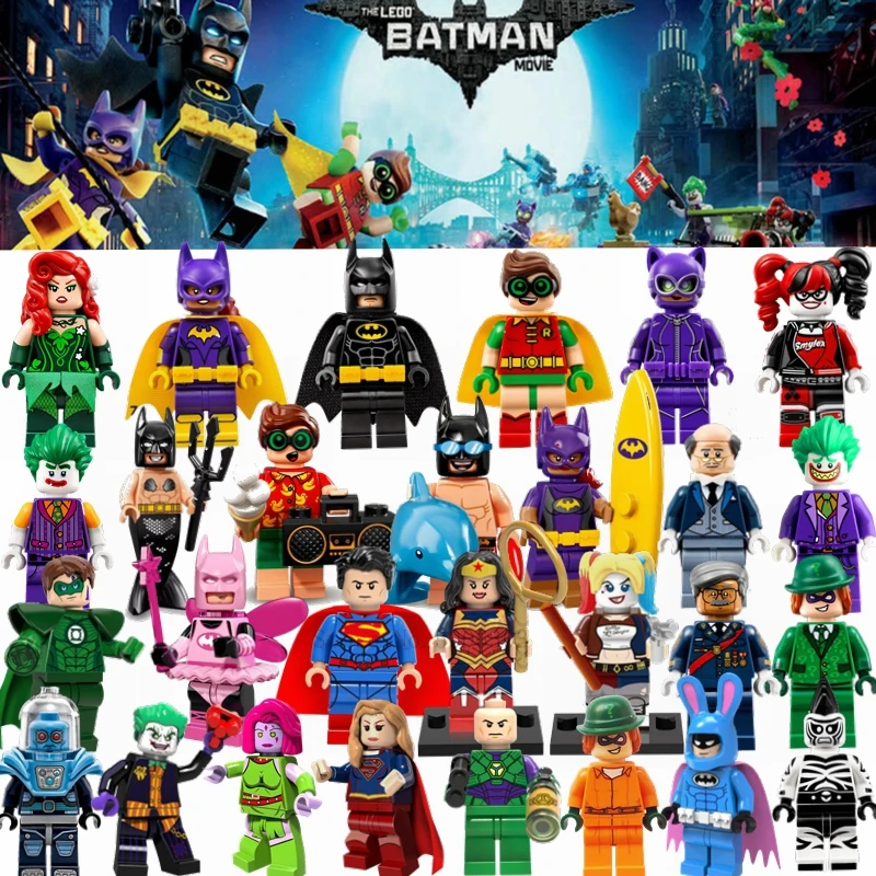 

Single Sale Batman Legoing Super Heroes Ation Figure Superman Joker Harley Quinn Robin Batman Movie Building Block Legoings Toys